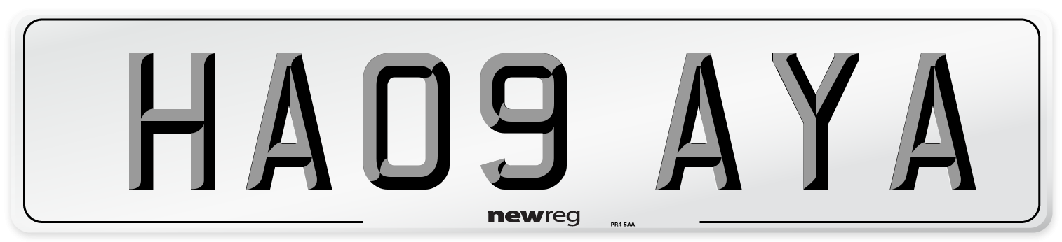 HA09 AYA Number Plate from New Reg